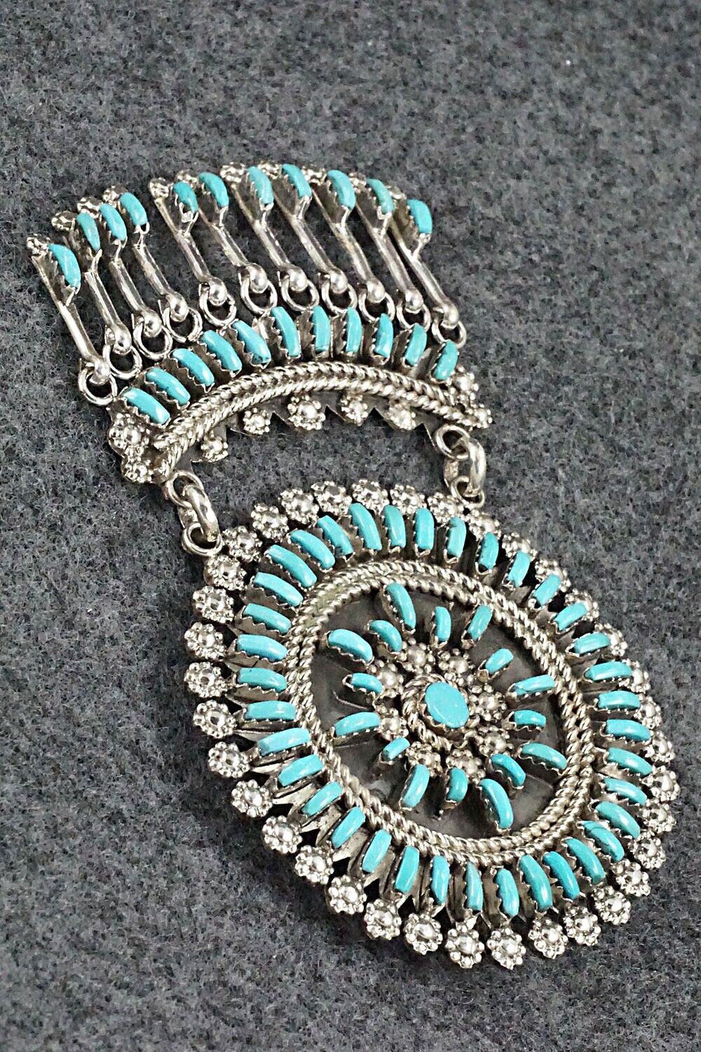 Turquoise & Sterling Silver Pendant/Pin - Keith Leekity - Image 6