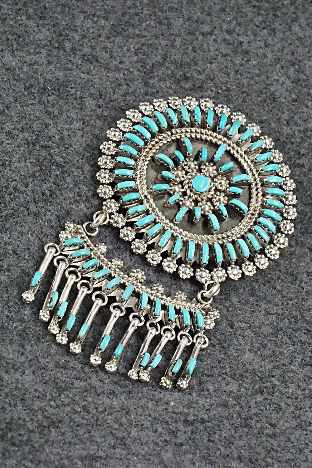 Turquoise & Sterling Silver Pendant/Pin - Keith Leekity - Image 7