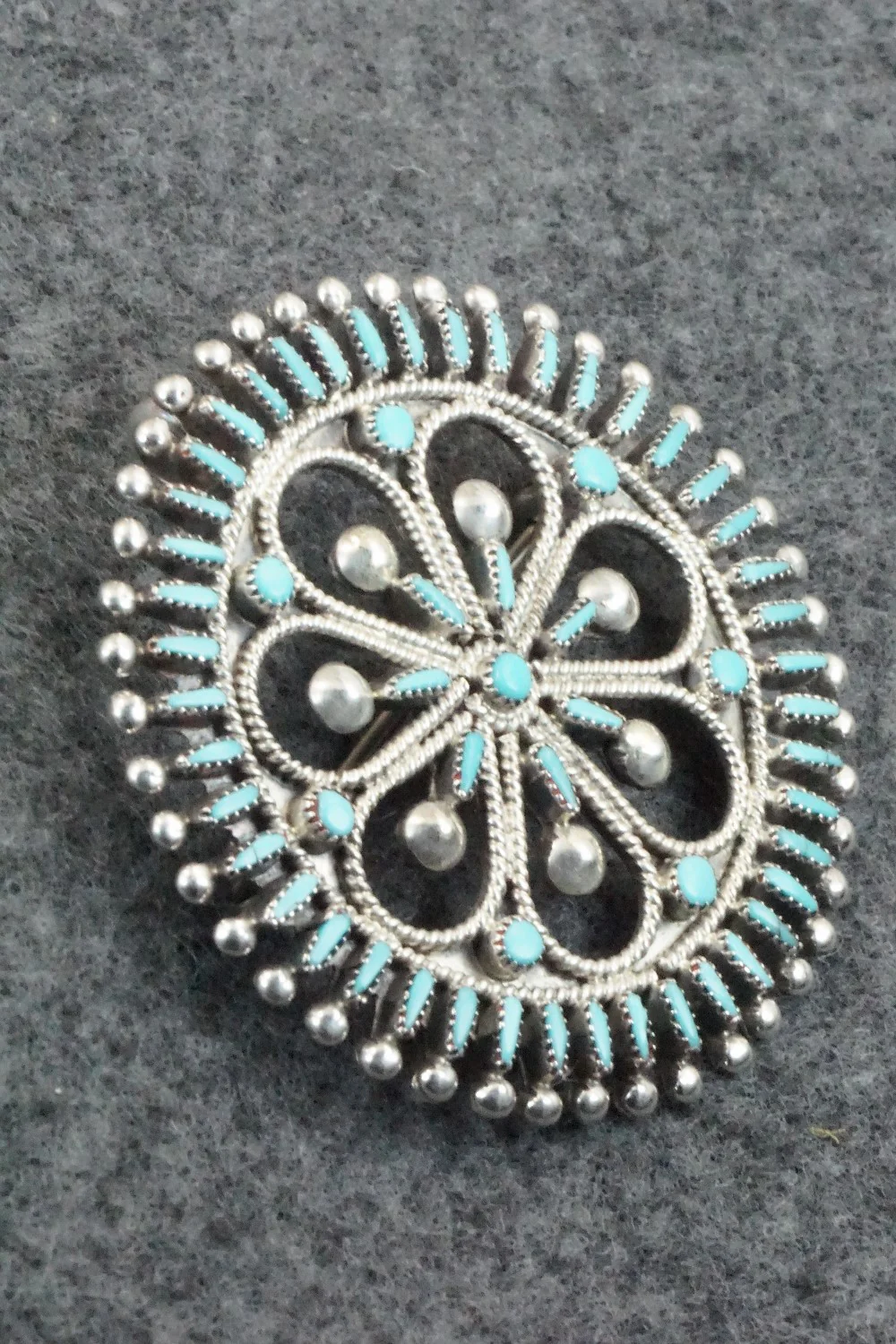 Turquoise & Sterling Silver Pendant/ Pin - Vincent Johnson - Image 4