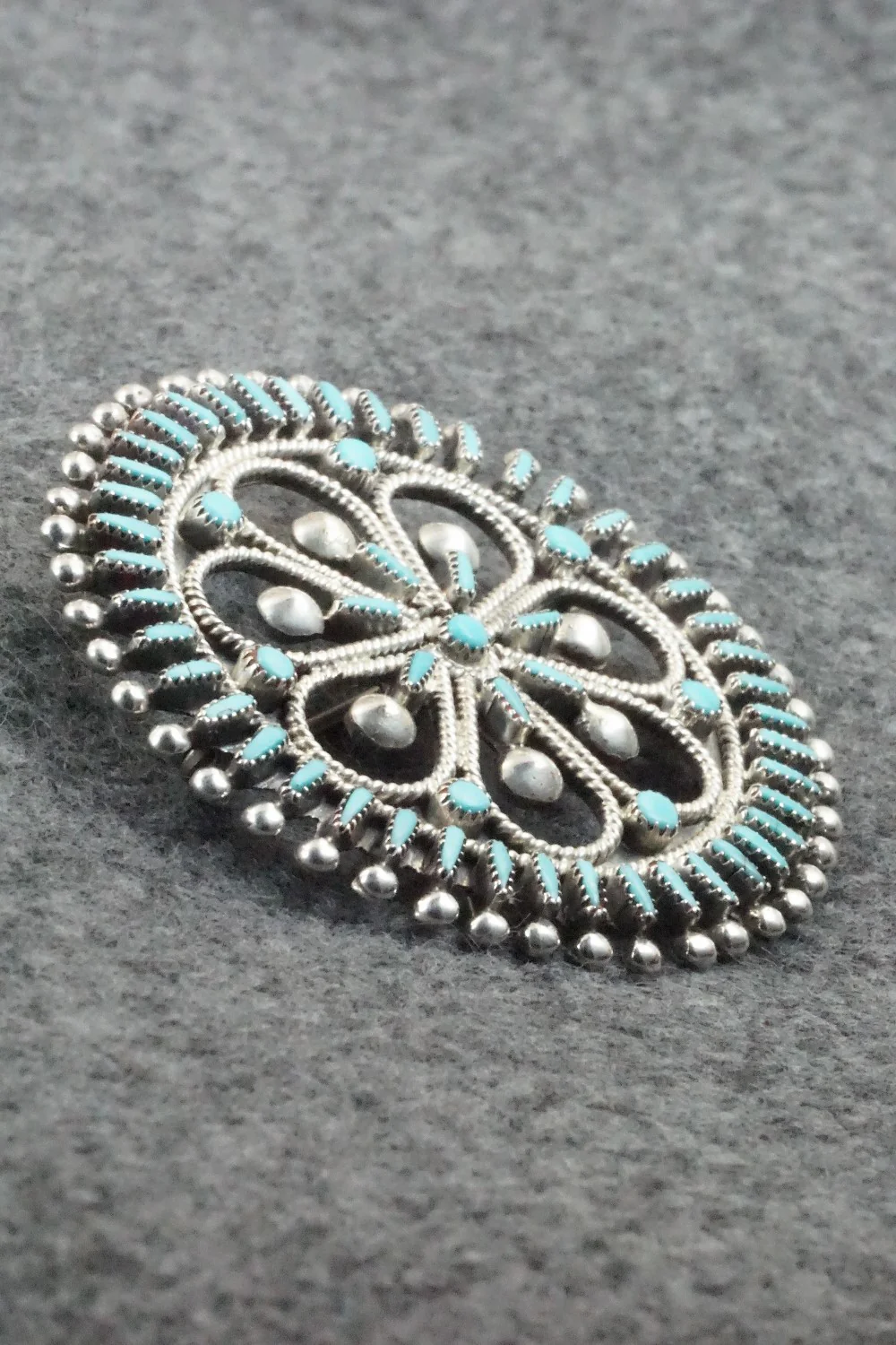Turquoise & Sterling Silver Pendant/ Pin - Vincent Johnson - Image 5