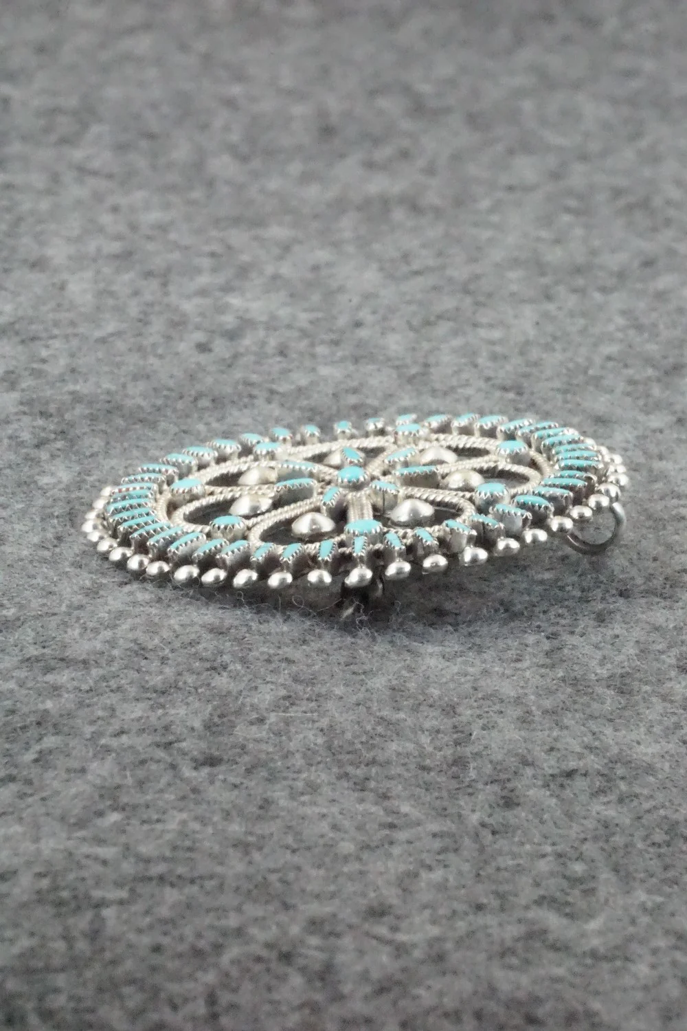 Turquoise & Sterling Silver Pendant/ Pin - Vincent Johnson - Image 7
