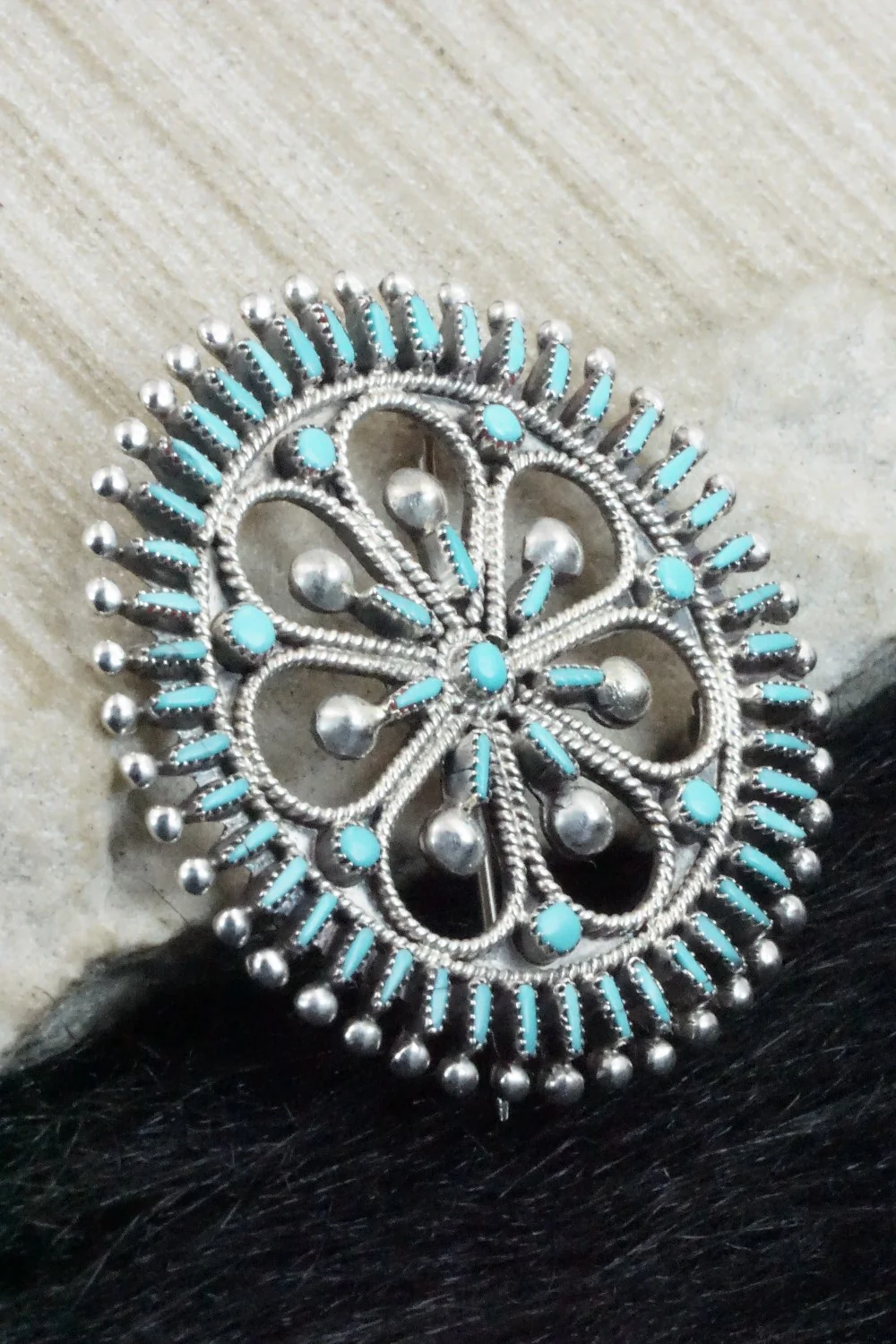 Turquoise & Sterling Silver Pendant/ Pin - Vincent Johnson - Image 8
