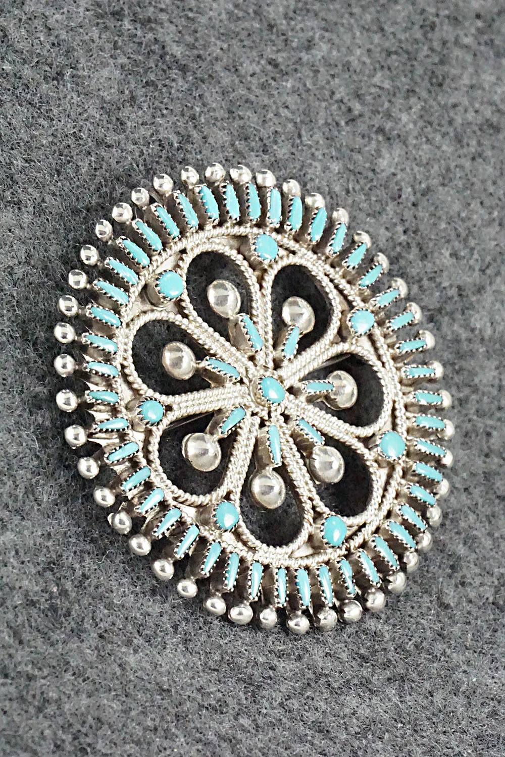 Turquoise & Sterling Silver Pendant/Pin - Vincent Johnson - Image 3