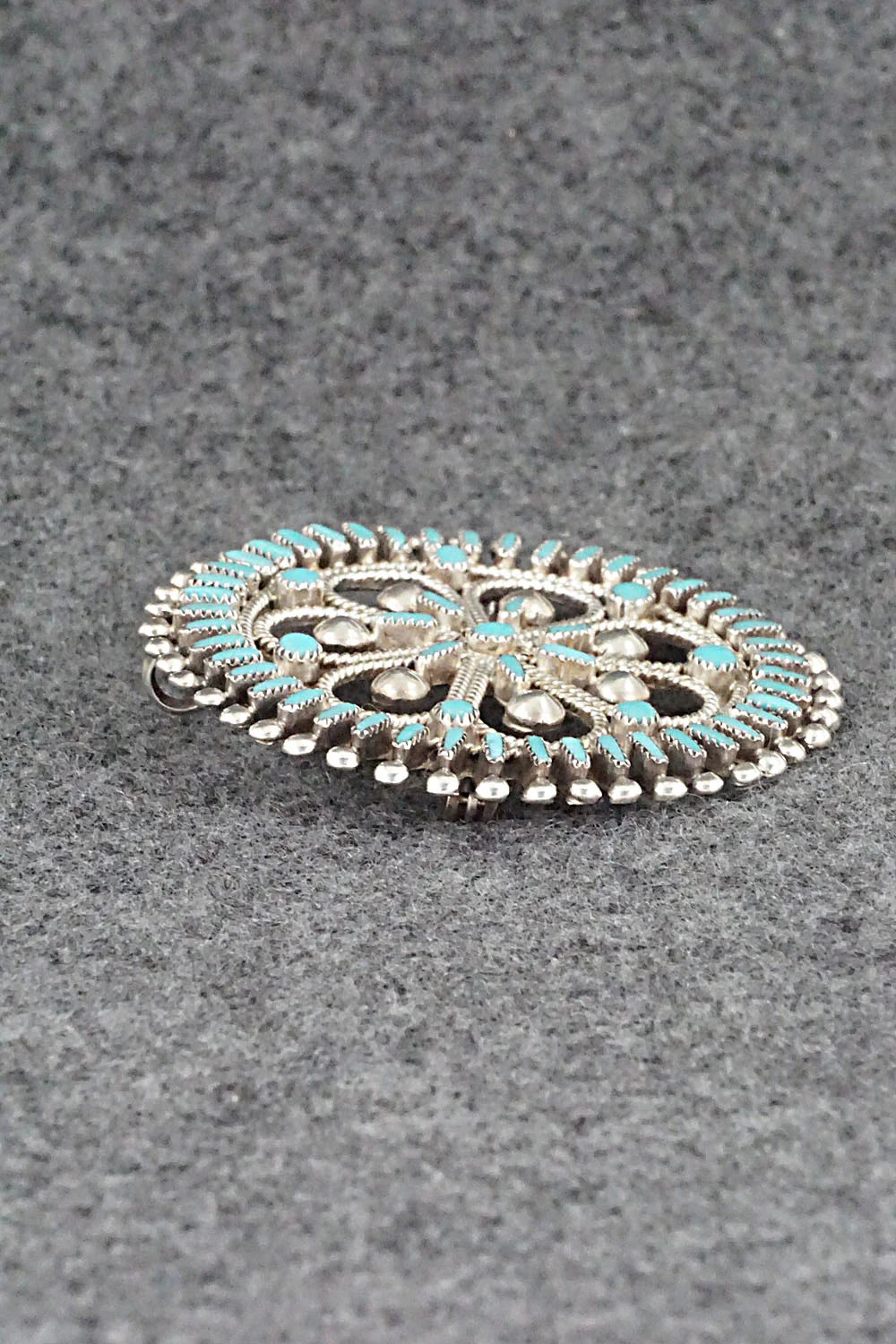 Turquoise & Sterling Silver Pendant/Pin - Vincent Johnson - Image 4