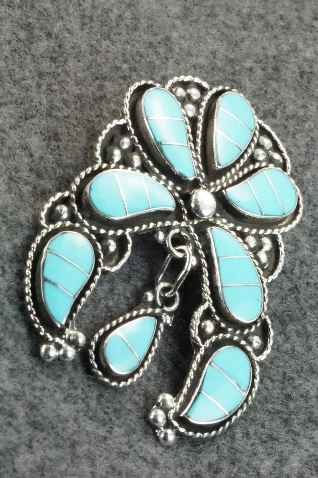 Turquoise & Sterling Silver Pendant - Susie Lowsayatee - Image 3