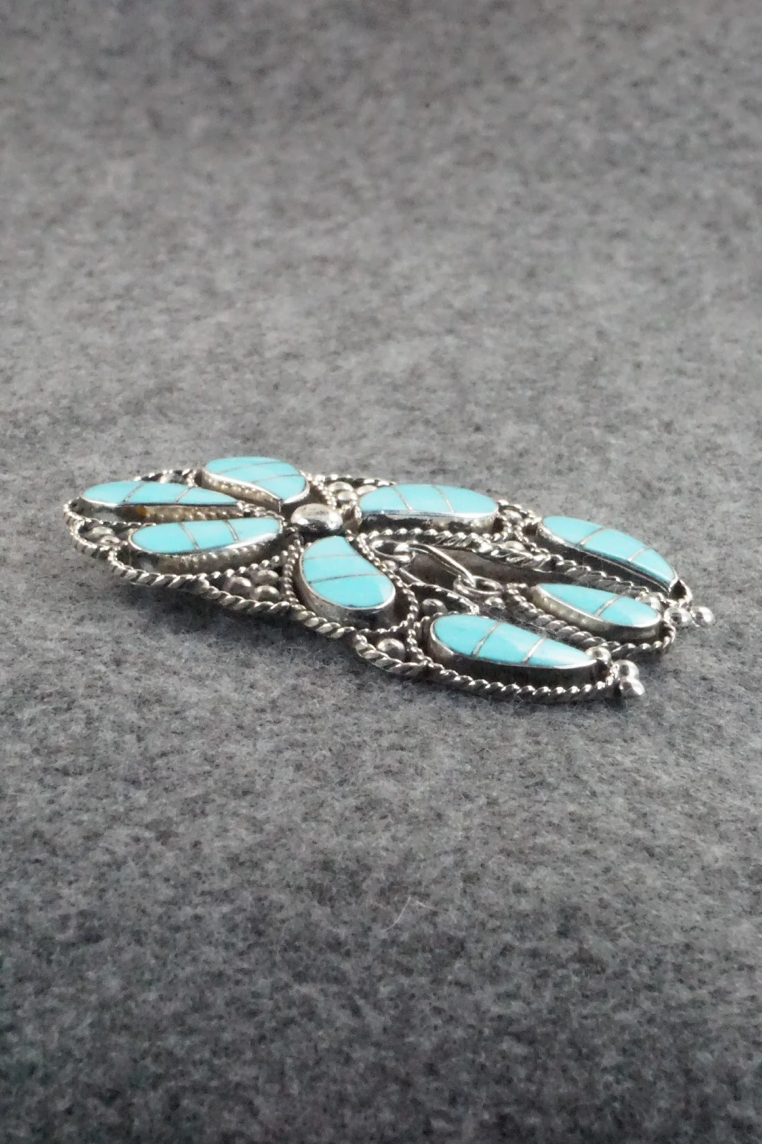 Turquoise & Sterling Silver Pendant - Susie Lowsayatee - Image 4