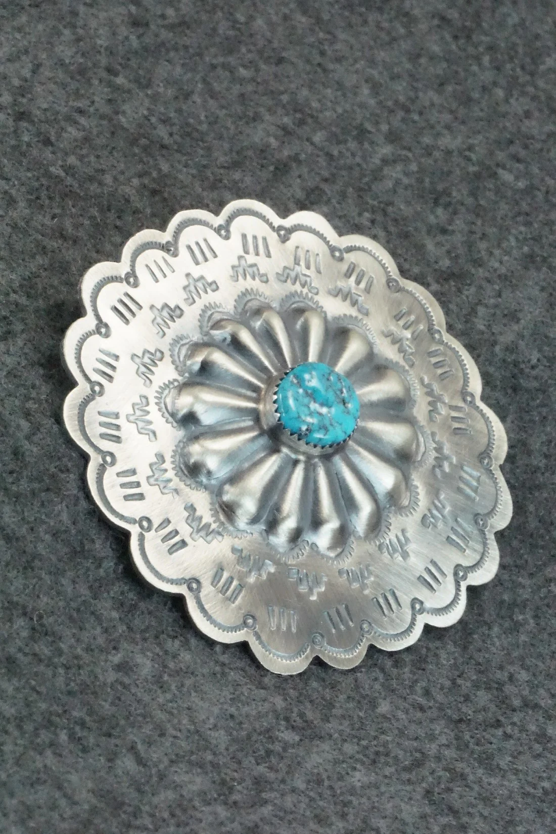 Turquoise & Sterling Silver Pin - Dale Morgan - Image 3