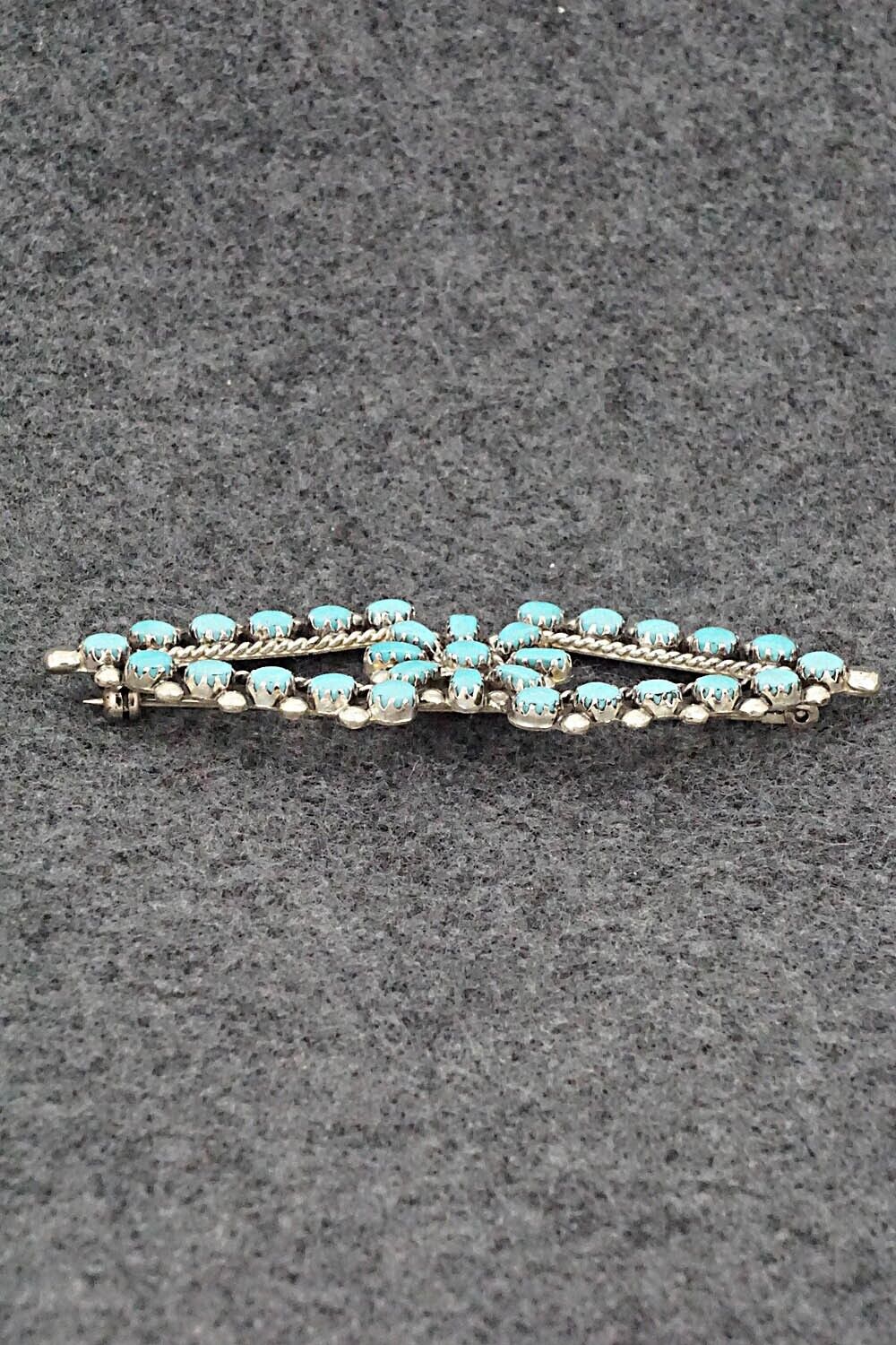 Turquoise & Sterling Silver Pin - E. Gchachu - Image 3