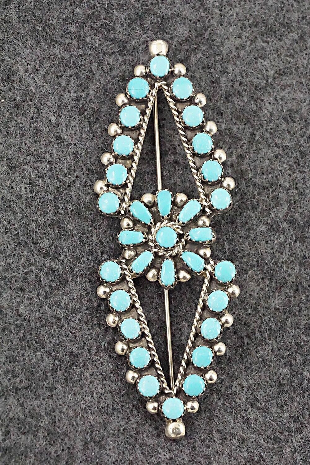 Turquoise & Sterling Silver Pin - E. Gchachu - Image 4