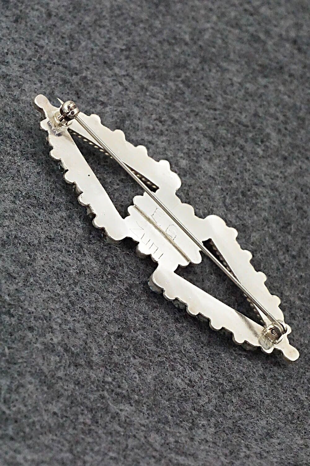 Turquoise & Sterling Silver Pin - E. Gchachu - Image 6