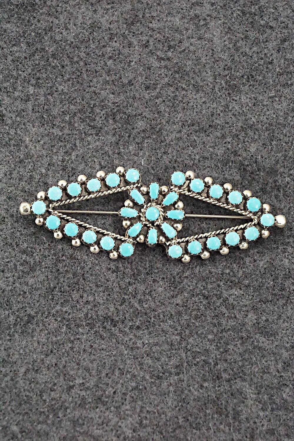 Turquoise & Sterling Silver Pin - E. Gchachu - Image 7