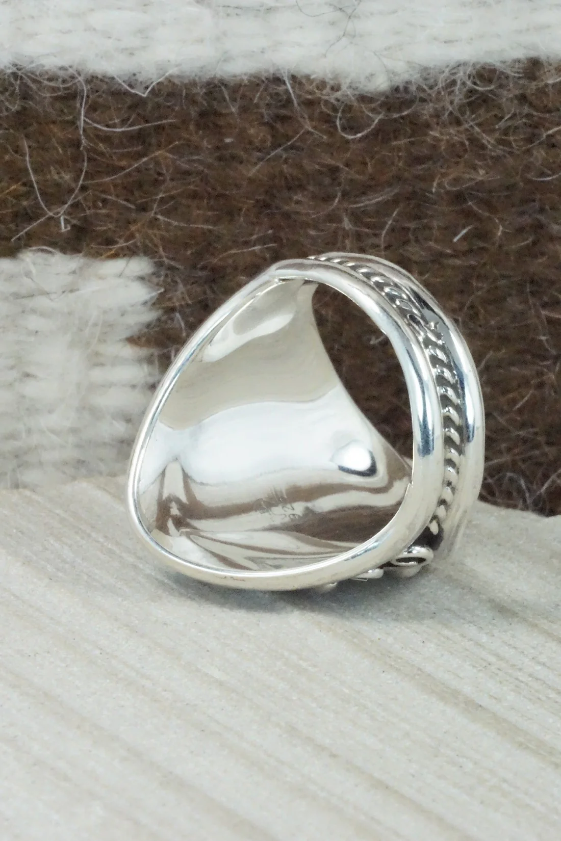 Turquoise & Sterling Silver Ring - Calvin Belin - Size 14.25 - Image 5