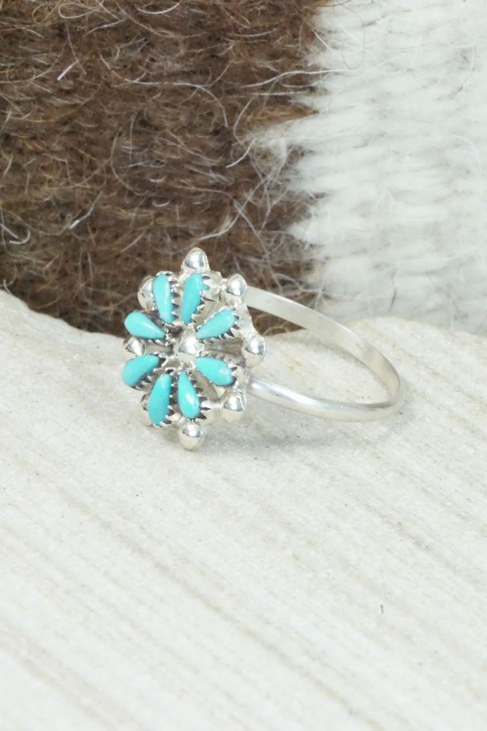 Turquoise & Sterling Silver Ring - David Leekity - Size 8.75 - Image 3