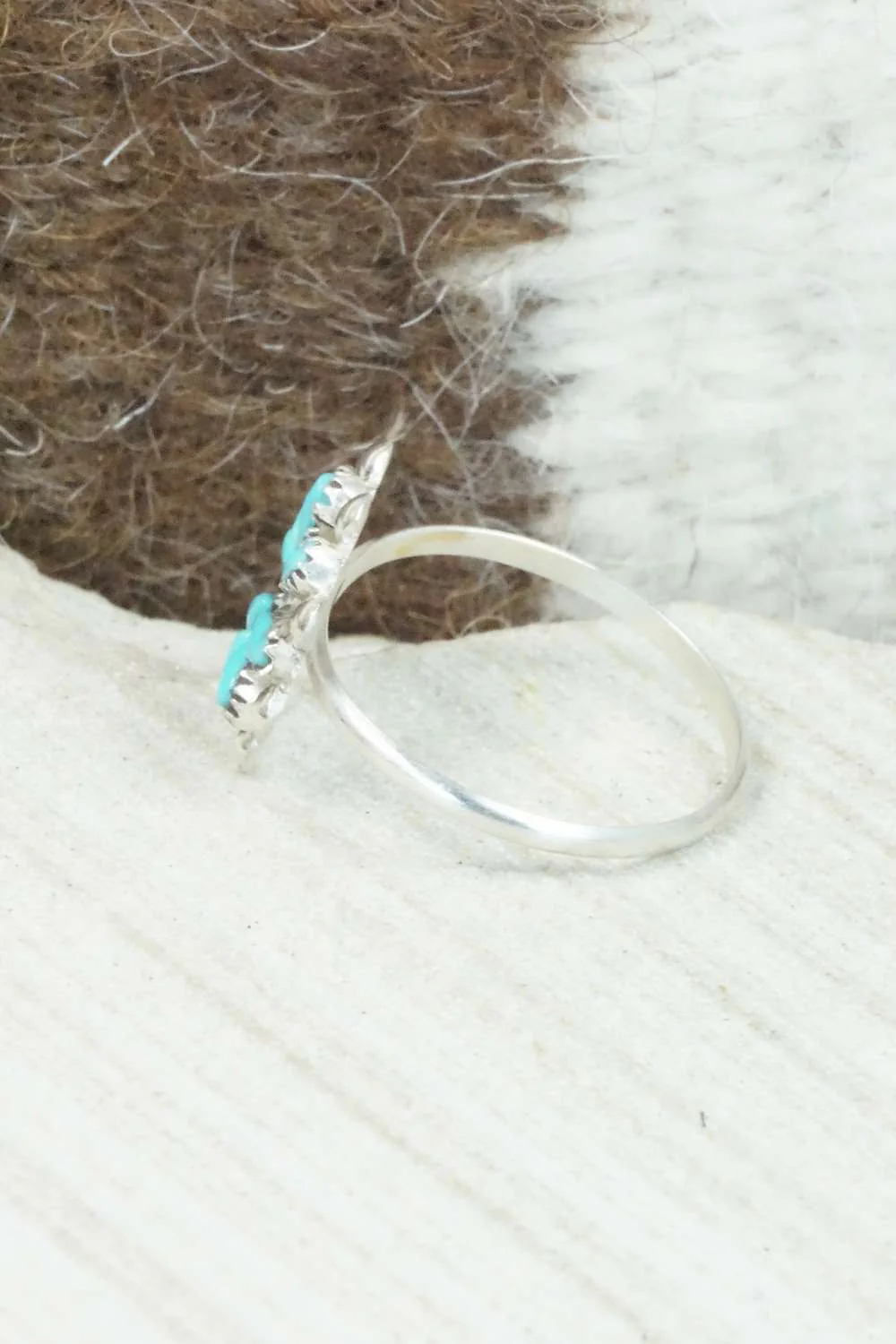 Turquoise & Sterling Silver Ring - David Leekity - Size 8.75 - Image 4