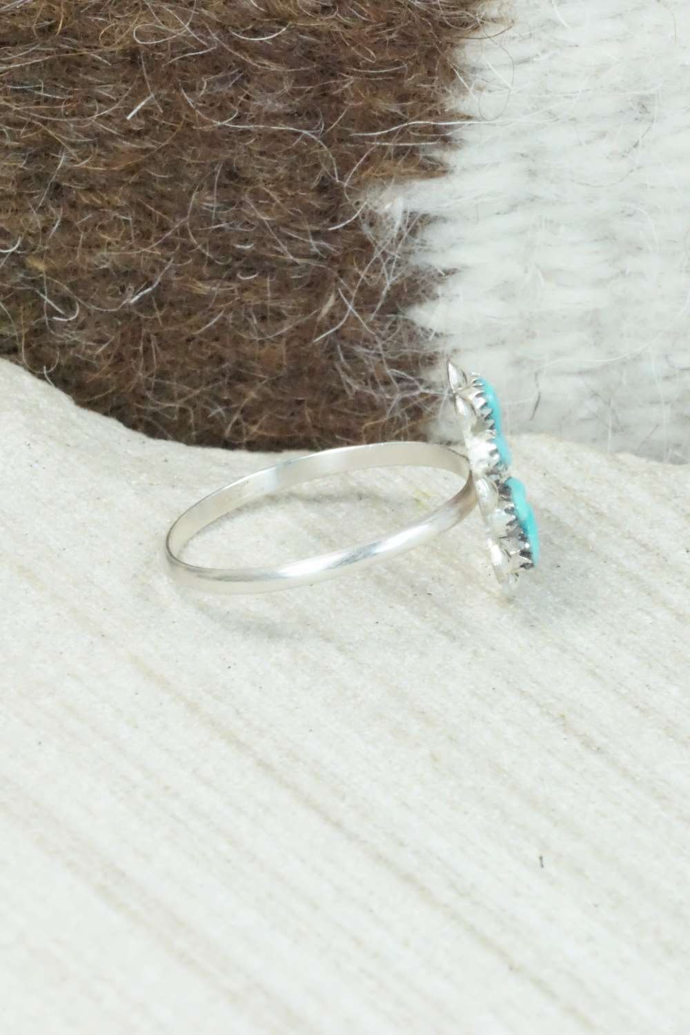 Turquoise & Sterling Silver Ring - David Leekity - Size 8.75 - Image 5