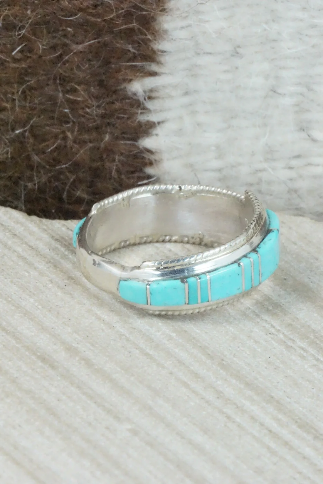 Turquoise & Sterling Silver Ring - Deirdre Luna Panteah - Size 14.75 - Image 5