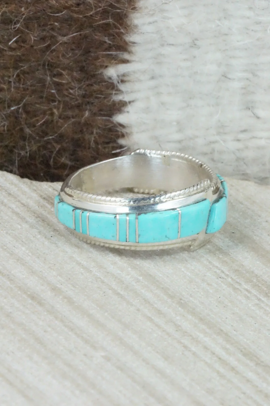 Turquoise & Sterling Silver Ring - Deirdre Luna Panteah - Size 14.75 - Image 6