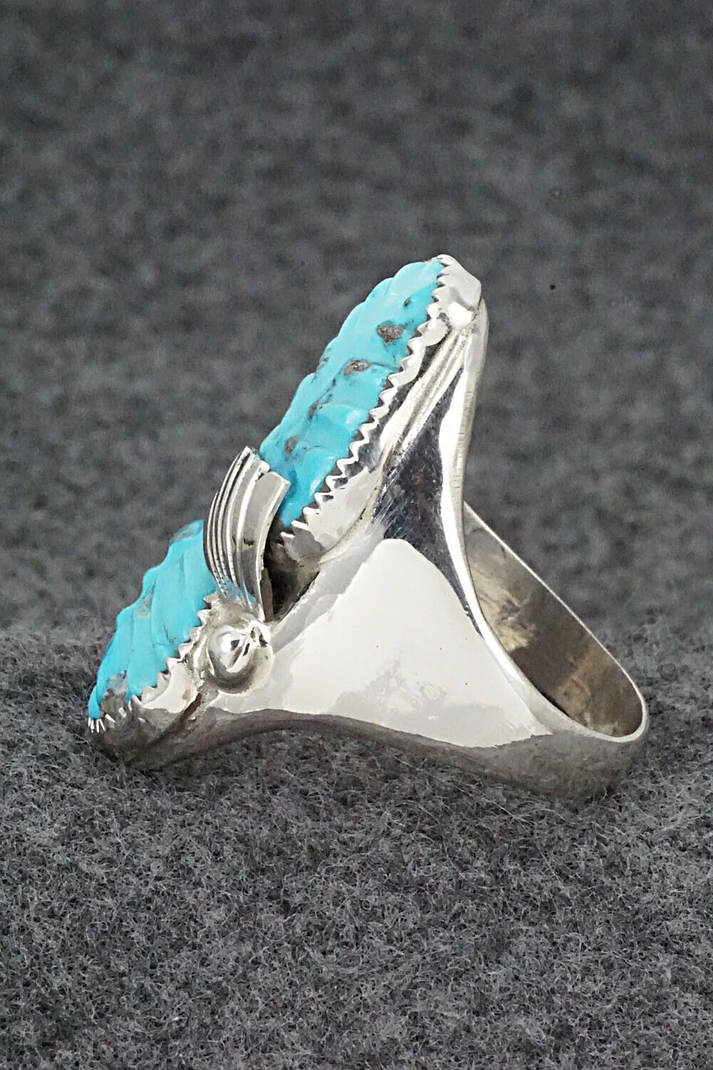 Turquoise & Sterling Silver Ring - Lyolita Tsattie - Size 13.5 - Image 3