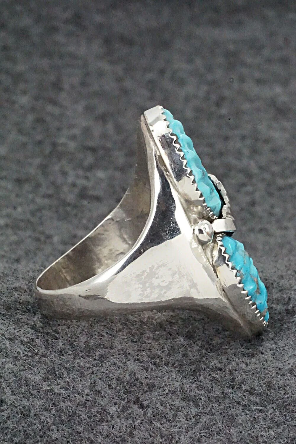 Turquoise & Sterling Silver Ring - Lyolita Tsattie - Size 13.5 - Image 4