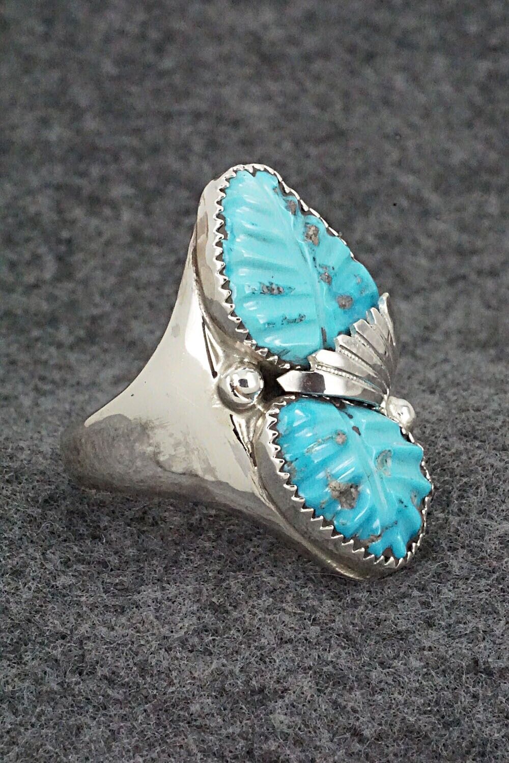 Turquoise & Sterling Silver Ring - Lyolita Tsattie - Size 13.5 - Image 5