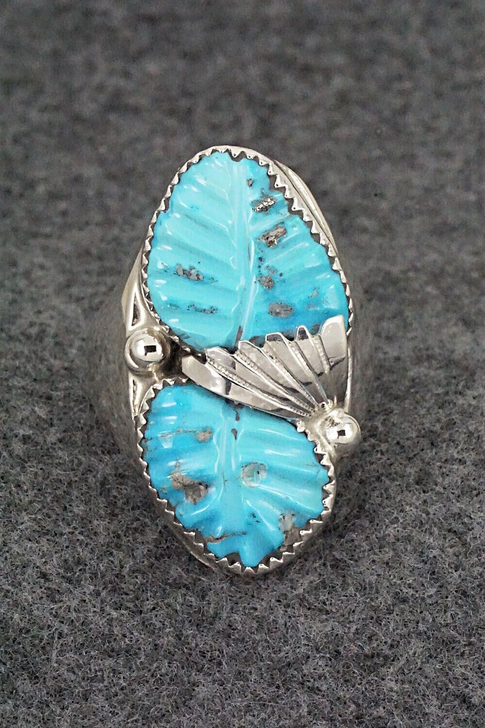 Turquoise & Sterling Silver Ring - Lyolita Tsattie - Size 13.5 - Image 8