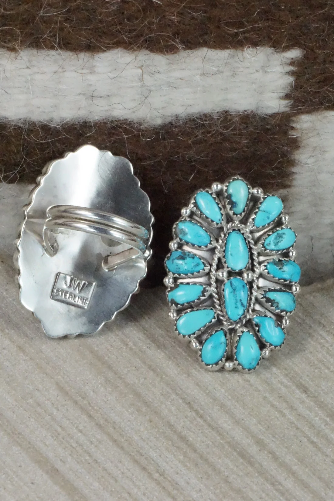 Turquoise & Sterling Silver Squash Blossom Necklace Set - Justina Wilson - Image 14