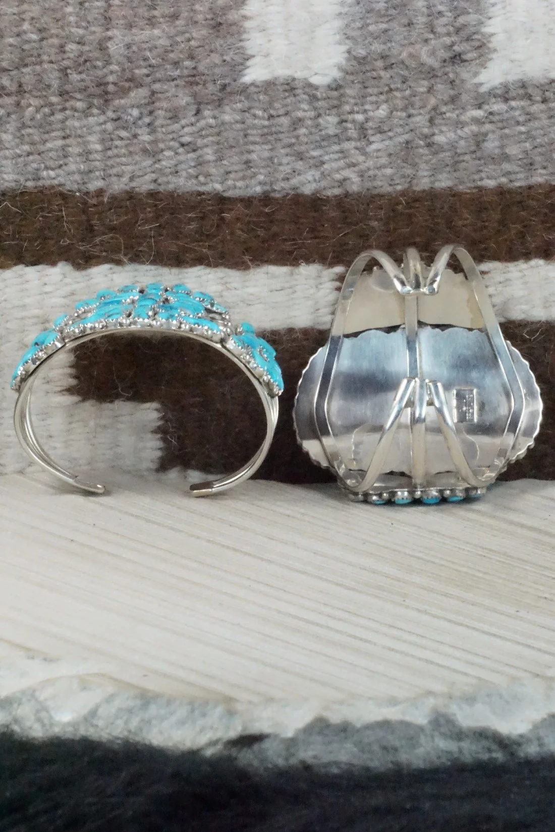 Turquoise & Sterling Silver Squash Blossom Necklace Set - Justina Wilson - Image 15