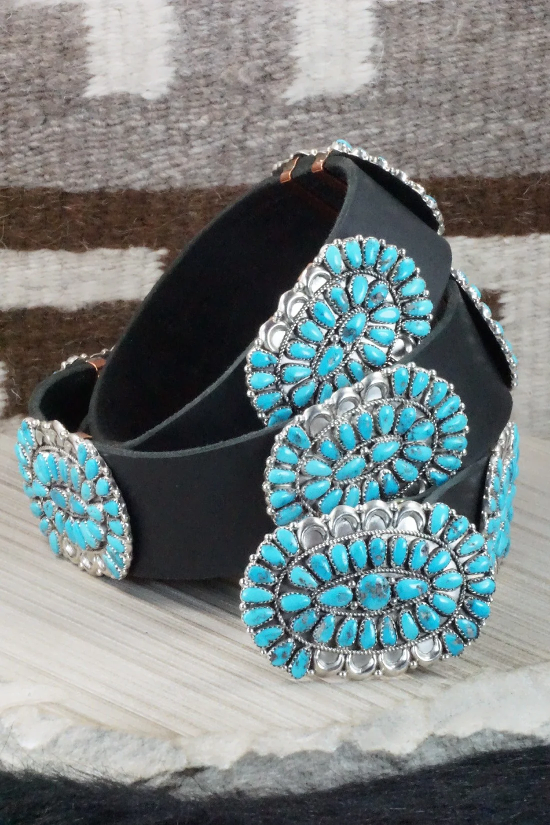 Turquoise & Sterling Silver Squash Blossom Necklace Set - Justina Wilson - Image 7