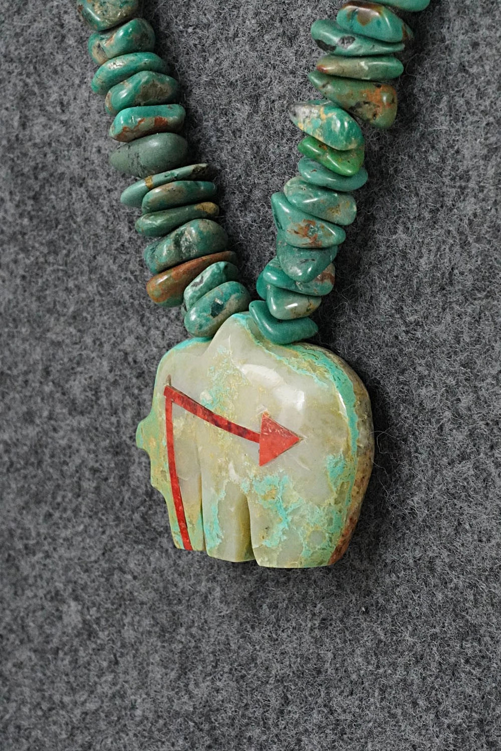 Turquoise Zuni Fetish Carving & Sterling Silver Necklace - Bernard Laiwakete - Image 4