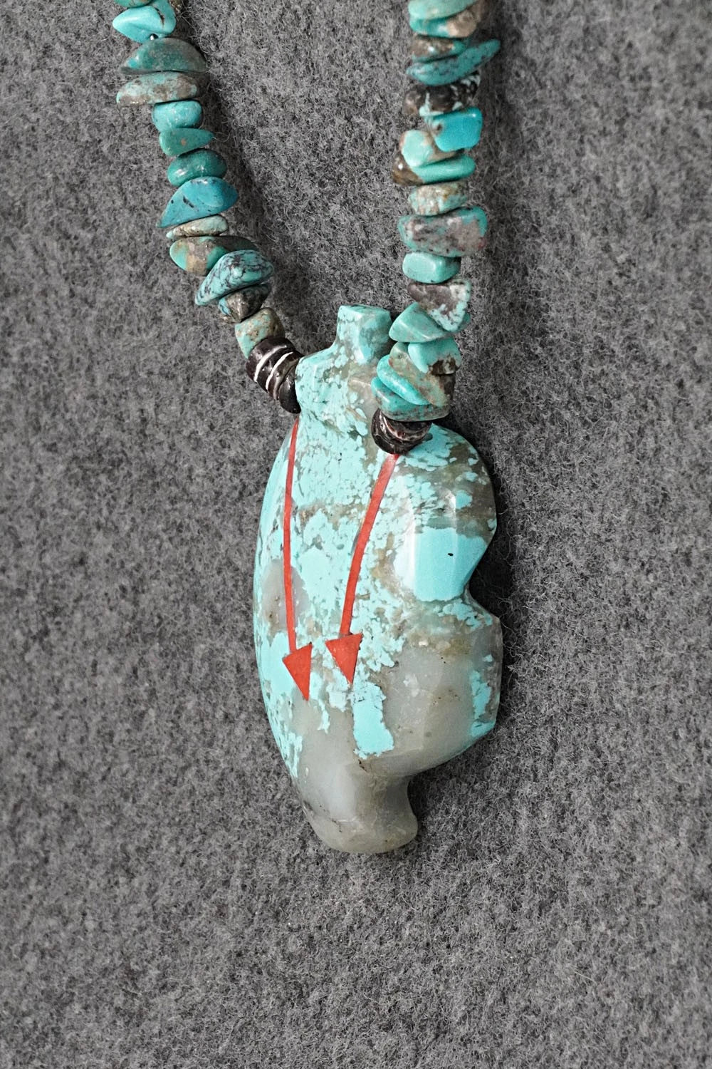 Turquoise Zuni Fetish Carving & Sterling Silver Necklace - Bernard Laiwakete - Image 5